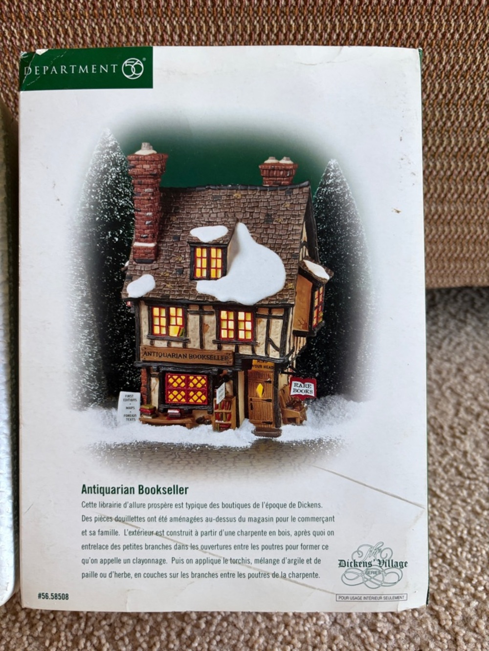 Department 56 Antiquarian Bookseller Village House in Brown and White